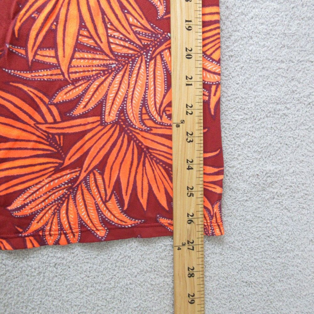 Maaji Wide Leg Pants Womens M Wide Elastic Waist Tropical Leaf Orange Maroon - Picture 5 of 10